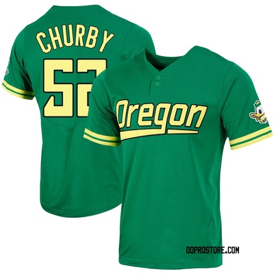 Men's Stone Churby Oregon Ducks Replica Two-Button Baseball Jersey - Green